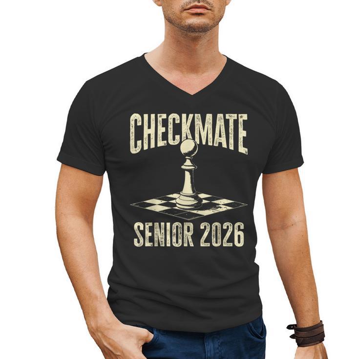 Checkmate Senior 2026 Chess Piece Class Of 2026 Graduation Men's V-Neck T-Shirt
