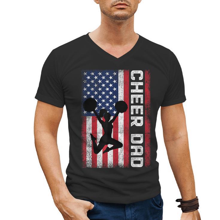 Cheer Dad American Flag Cheerleader Support Men's V-Neck T-Shirt