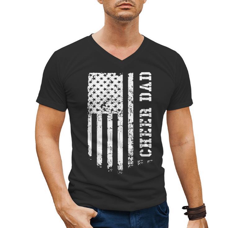 Cheer Dad Cheerleading American Flag Fathers Day Cheerleader Men's V-Neck T-Shirt