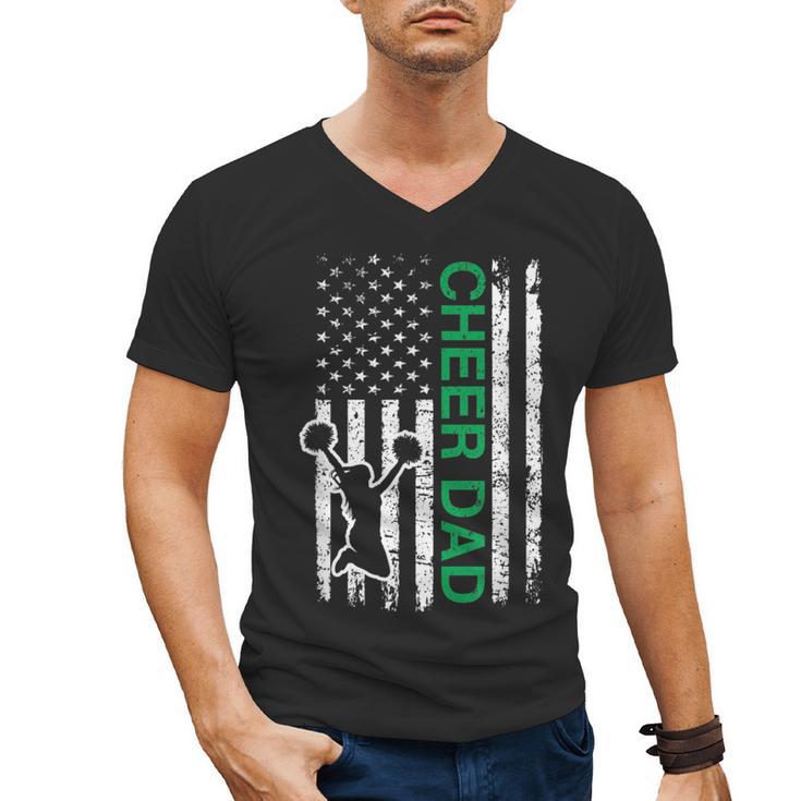 Cheer Dad Flag Green Cheerleading Men's V-Neck T-Shirt