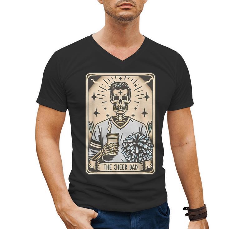 Cheer Dad Tarot Card Skeleton Cheerleading Fathers Day Men's V-Neck T-Shirt