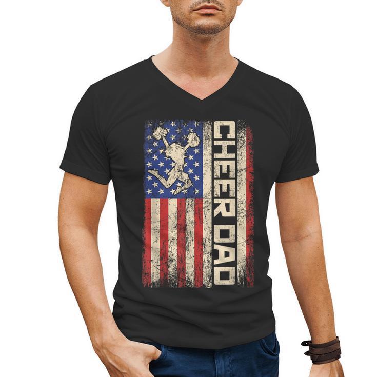 Cheerleader Dad Cheer Dad American US Flag Father Team Men's V-Neck T-Shirt