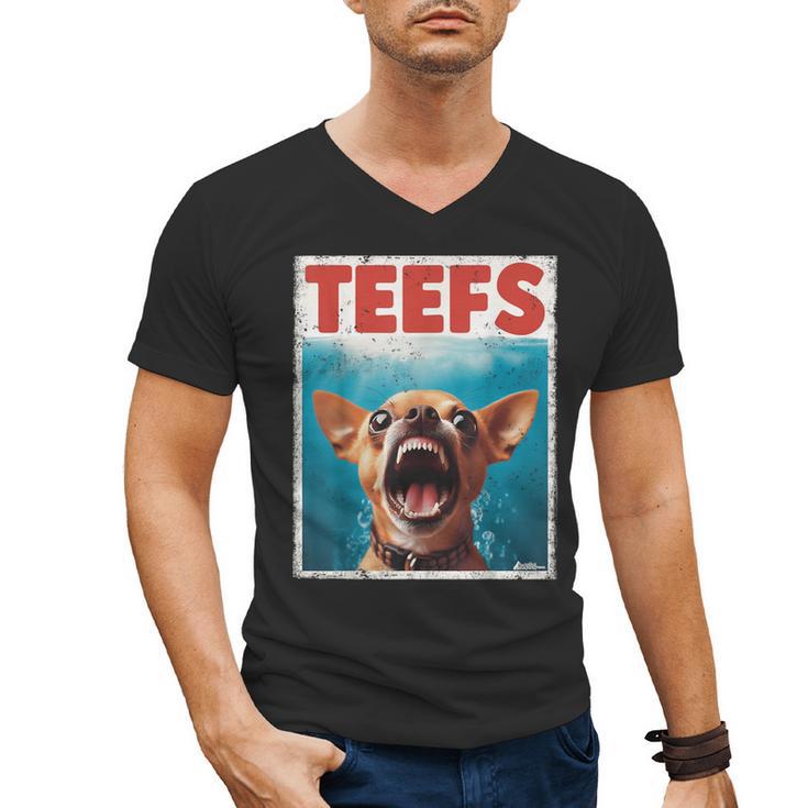 Chihuahua Teefs Top Teeth Chi Jowls Paws Dog Mom Dad Men's V-Neck T-Shirt