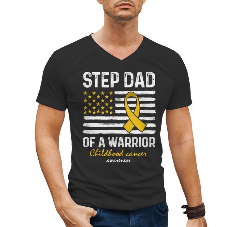 Childhood Cancer Survivor Support Step Dad Of A Warrior Men's V-Neck T-Shirt