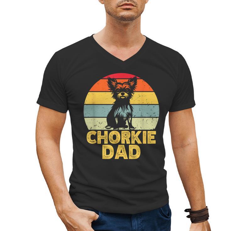 Chorkie Dad Retro Sunset Chihuahua Yorkie Mix Lover Men's V-Neck T-Shirt