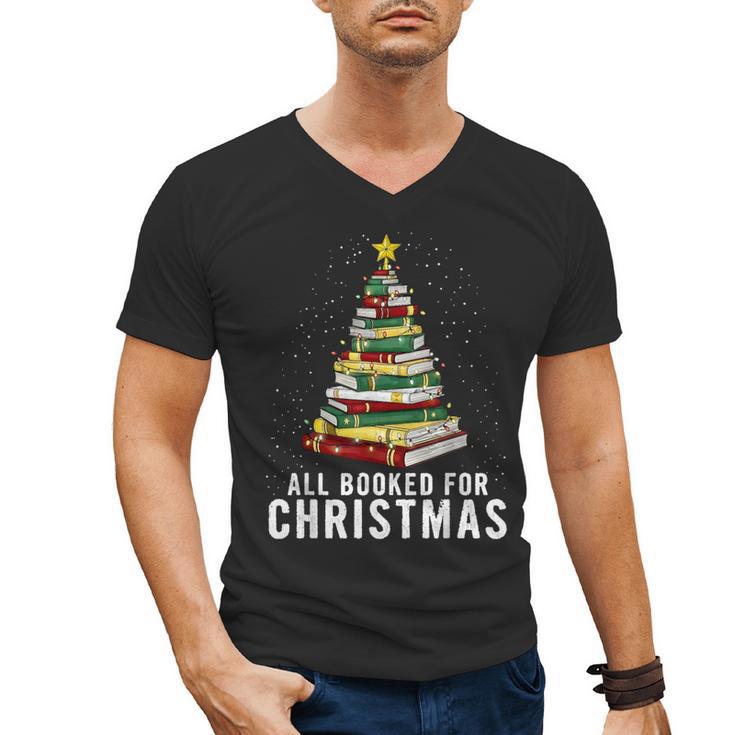 Christmas Book Tree All Booked For Xmas Men's V-Neck T-Shirt