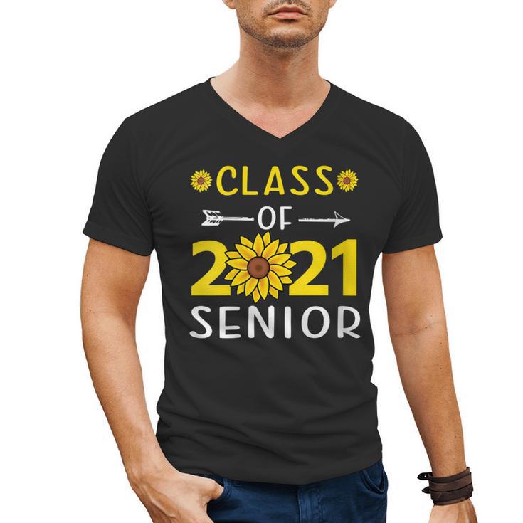 Class Of 2021 Senior Graduation Sunflower Men's V-Neck T-Shirt