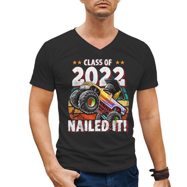 Class Of 2022 Monster Truck Graduation Cap Retro Sunset Boy Men's V-Neck T-Shirt