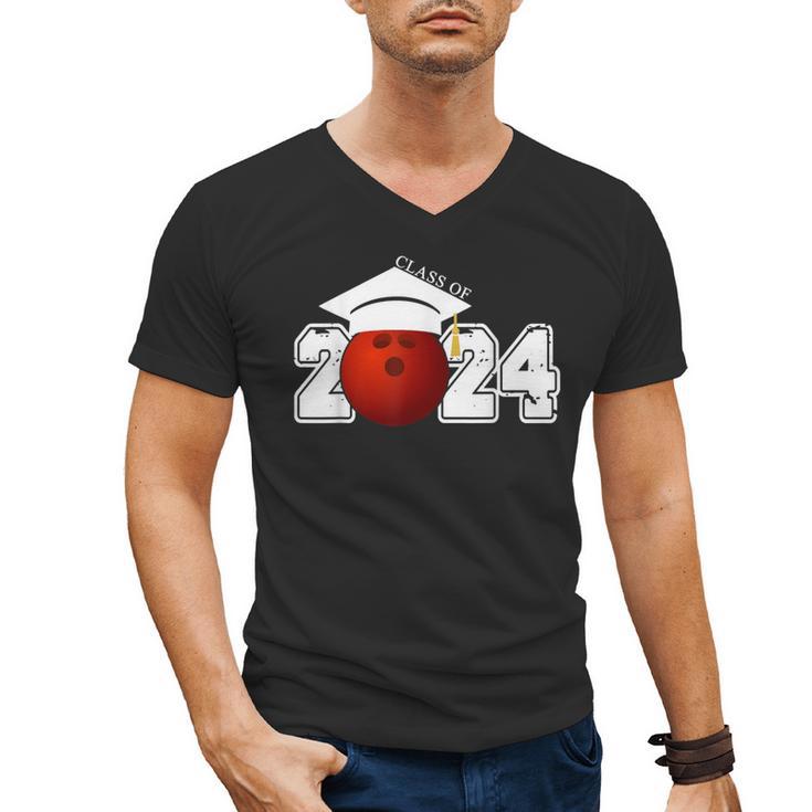 Class Of 2024 Graduation For Him Her Bowling Sports Men's V-Neck T-Shirt