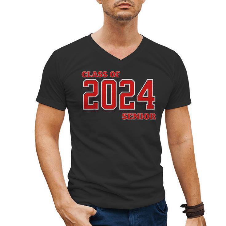Class Of 2024 Senior Back To School Vintage Graduation Tee Men's V-Neck T-Shirt