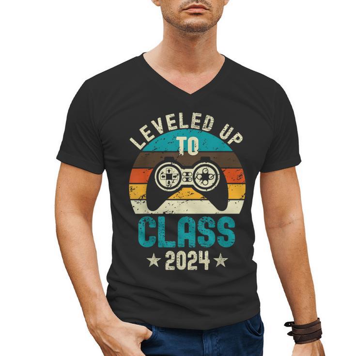 Class Of 2024 Senior Graduation Leveled Up Gamer Class 2024 Men's V-Neck T-Shirt