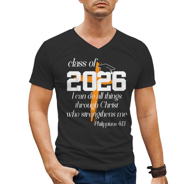 Class Of 2026 Christian Graduation Senior Graduate Men's V-Neck T-Shirt
