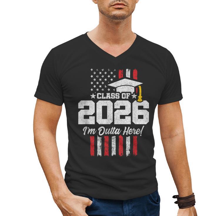 Class Of 2026 Senior Graduation American Flag Senior 2026 Men's V-Neck T-Shirt