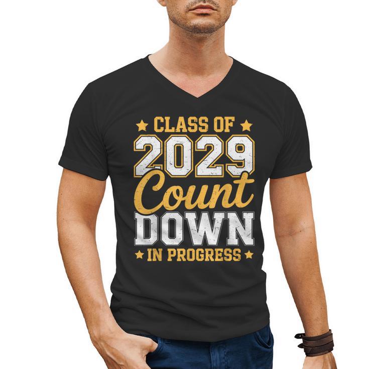 Class Of 2029 Count Down Fun First Day 8th Grade Graduation Men's V-Neck T-Shirt