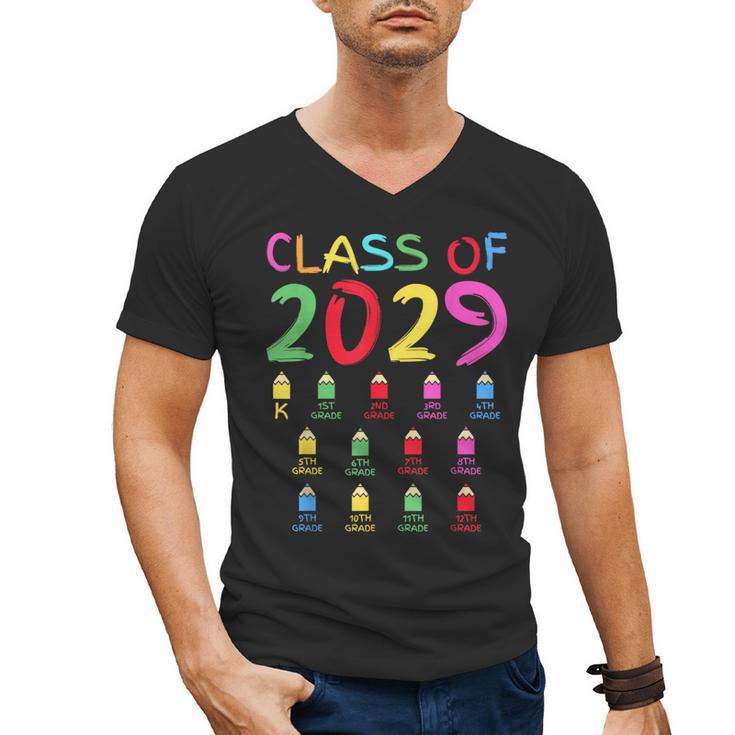Class Of 2029 Senior Class 2029 Idea Graduation Grow With Me Men's V-Neck T-Shirt