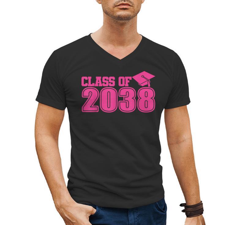 Class Of 2038 Pink Girls Growing Up School Memory Graduation Men's V-Neck T-Shirt
