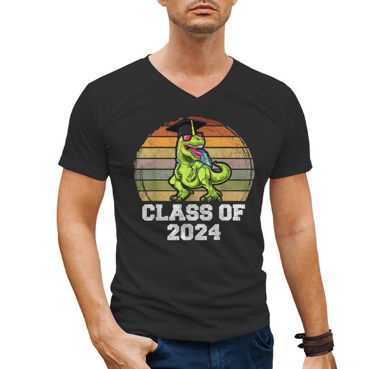 Class Of Dinosaur Apparel 2024 Graduation Graduate Dino Boy Men's V-Neck T-Shirt