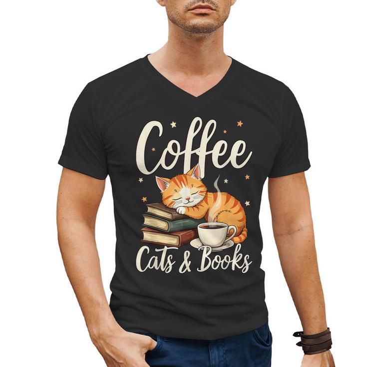 Coffee Cats And Books Lover For Women & Men Coffee Men's V-Neck T-Shirt
