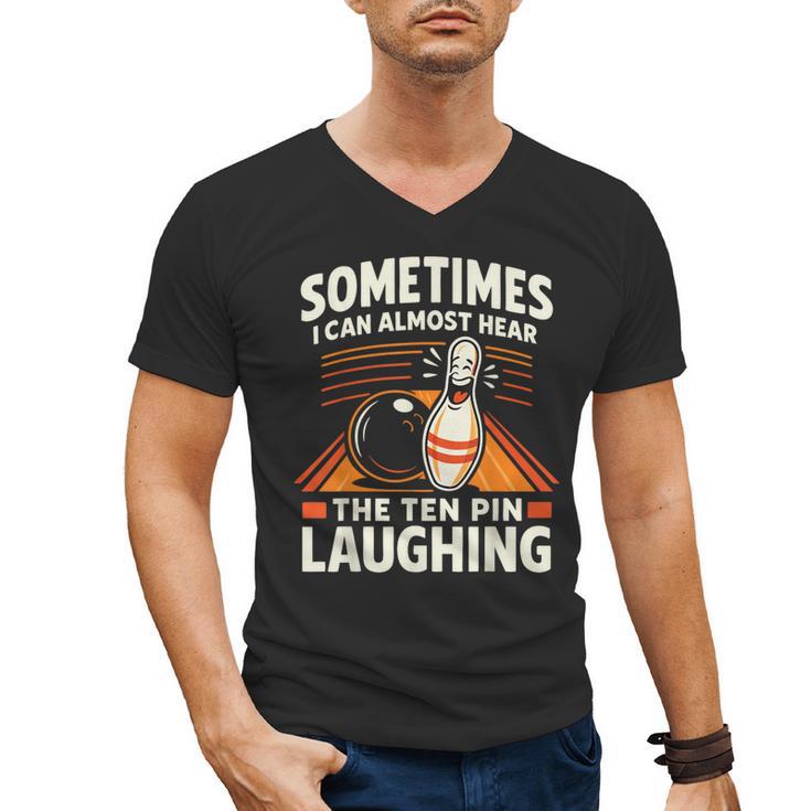 Cool Bowling Men Dad Bowler Fun Crazy Best Bowling Men's V-Neck T-Shirt