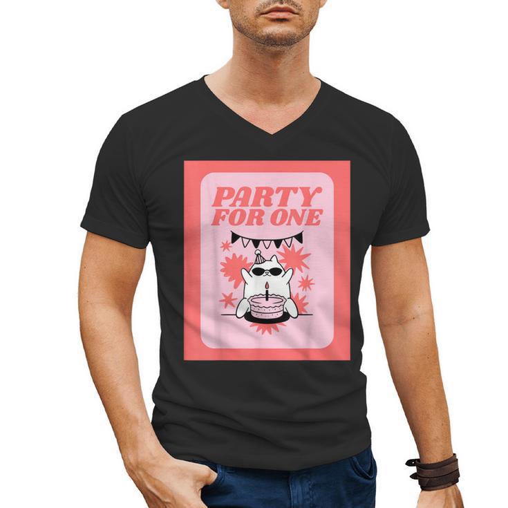 Cool Fun Cute Party Introvert Cat Character Men's V-Neck T-Shirt