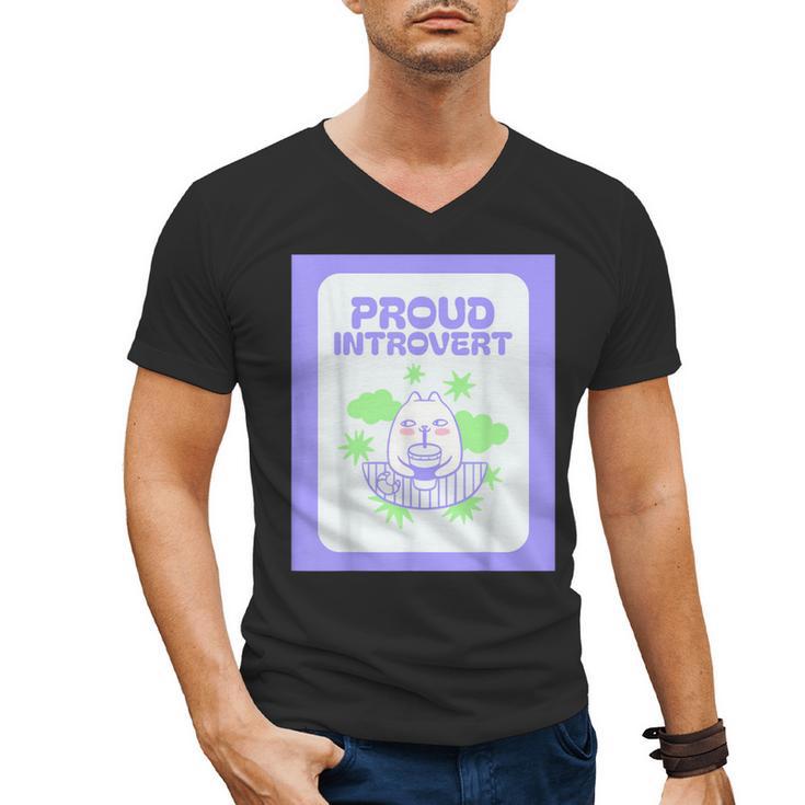 Cool Fun Cute Proud Introvert Cat Character For Men Women Men's V-Neck T-Shirt