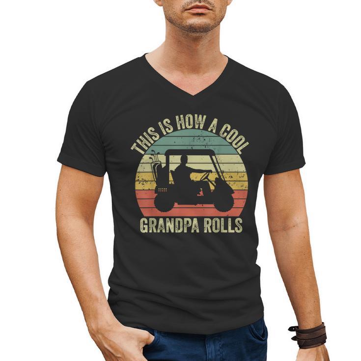 This Is How A Cool Grandpa Rolls Vintage Golf Dad Grandpa Men's V-Neck T-Shirt