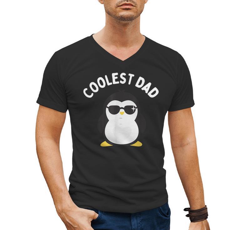 The Coolest Dad Cool Penguin By Dangerous Dad Men's V-Neck T-Shirt