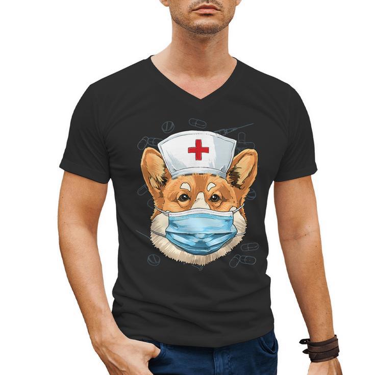 Corgi Dog Nurse RN Nursing School Graduation Men's V-Neck T-Shirt