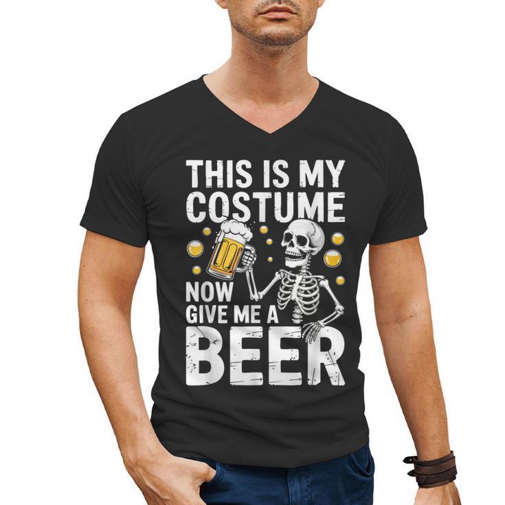 This Is My Costume Give Me A Beer Shirt Men Dad Halloween Men's V-Neck T-Shirt