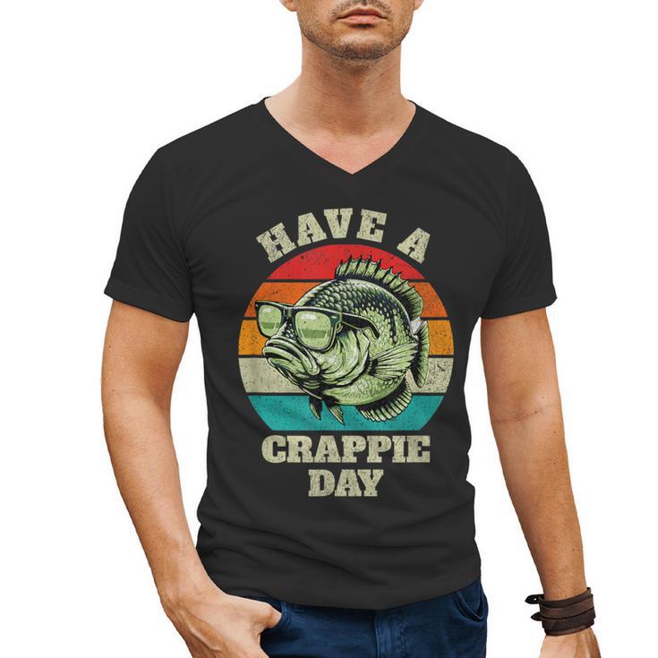 Have A Crappie Day Retro Fishing Sarcastic Dad Men's V-Neck T-Shirt