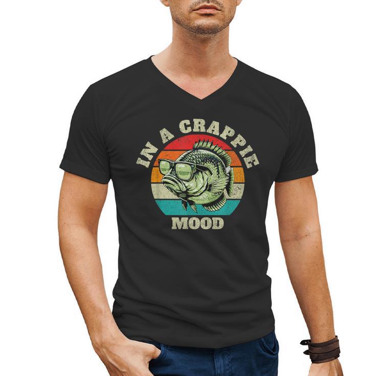 In A Crappie Mood Retro Fishing Sarcastic Dad Men's V-Neck T-Shirt