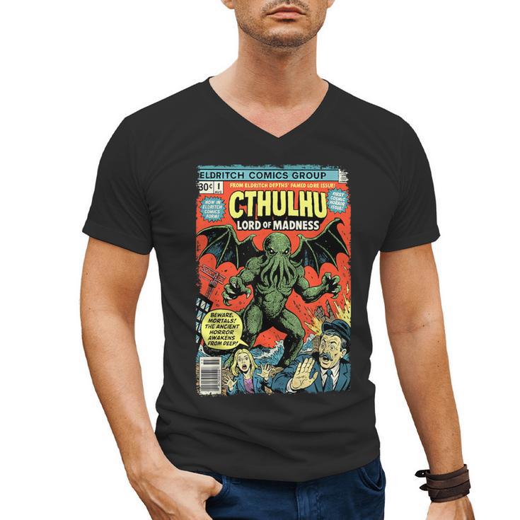 Cthulhu Lord Of Madness Vintage Comic Book Cover Men's V-Neck T-Shirt
