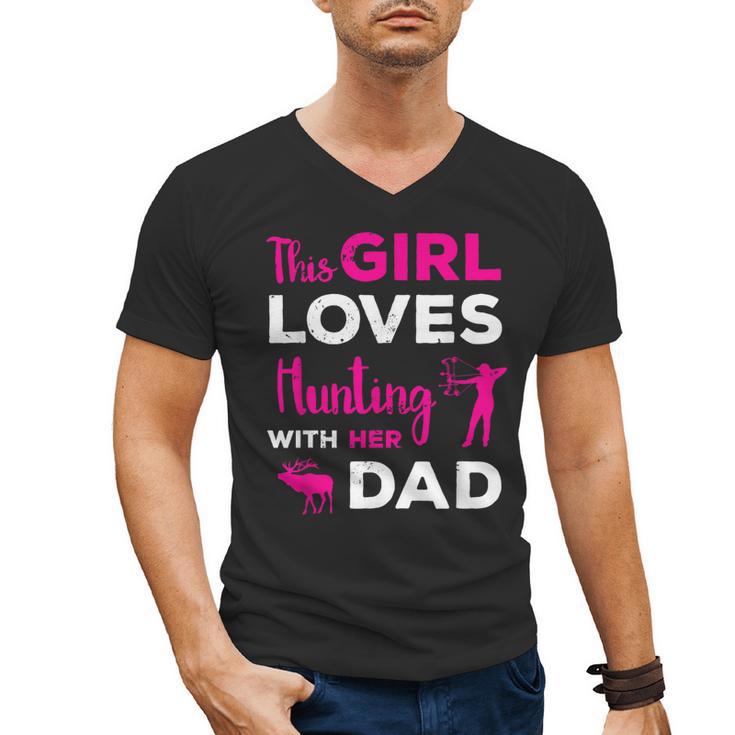 Cute Girls Hunting Dad Daughter Hunting Buddy Hunter Men's V-Neck T-Shirt Cute Girls Hunting Dad Daughter Hunting Buddy Hunter Men's V-Neck T-Shirt
