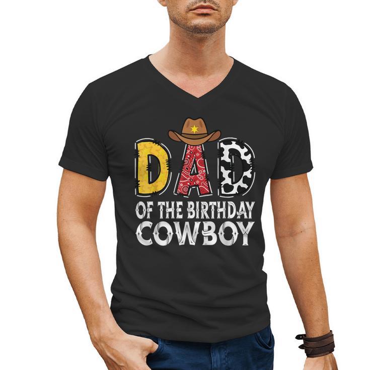 Dad 1st Birthday Cowboy Western Dad Birthday Boy Men's V-Neck T-Shirt