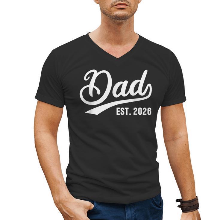 Dad 2026 Father Since 2026 Retro Dad Est 2026 Men's V-Neck T-Shirt