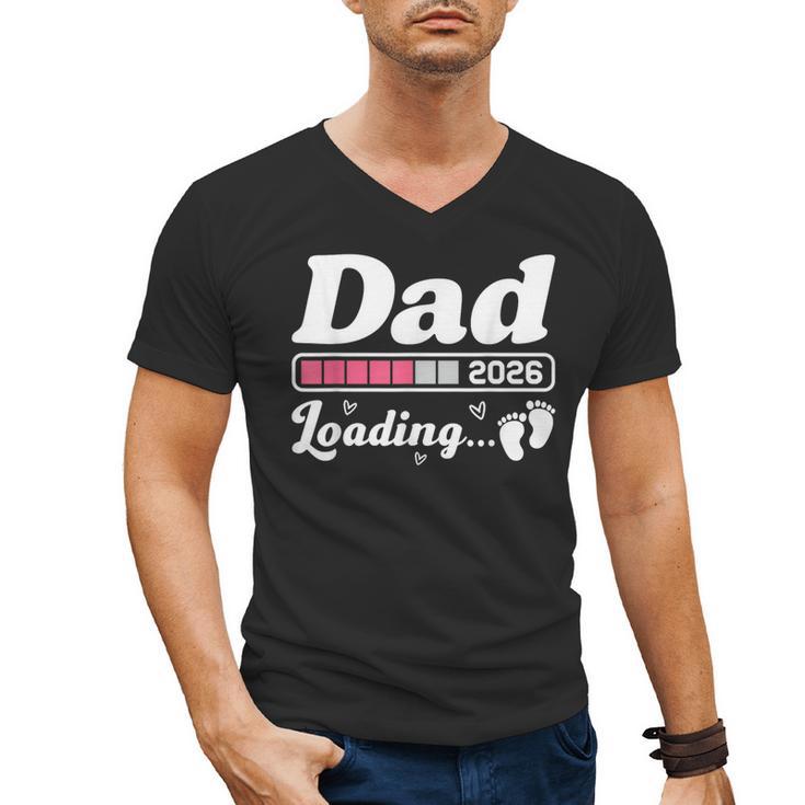 Dad To Be 2026 Loading Pink Pregnancy Reveal New Dad Daddy Men's V-Neck T-Shirt