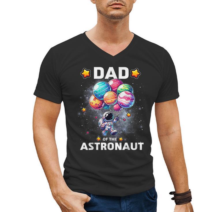 Dad Of The Astronaut Space Theme First Birthday Party Men's V-Neck T-Shirt
