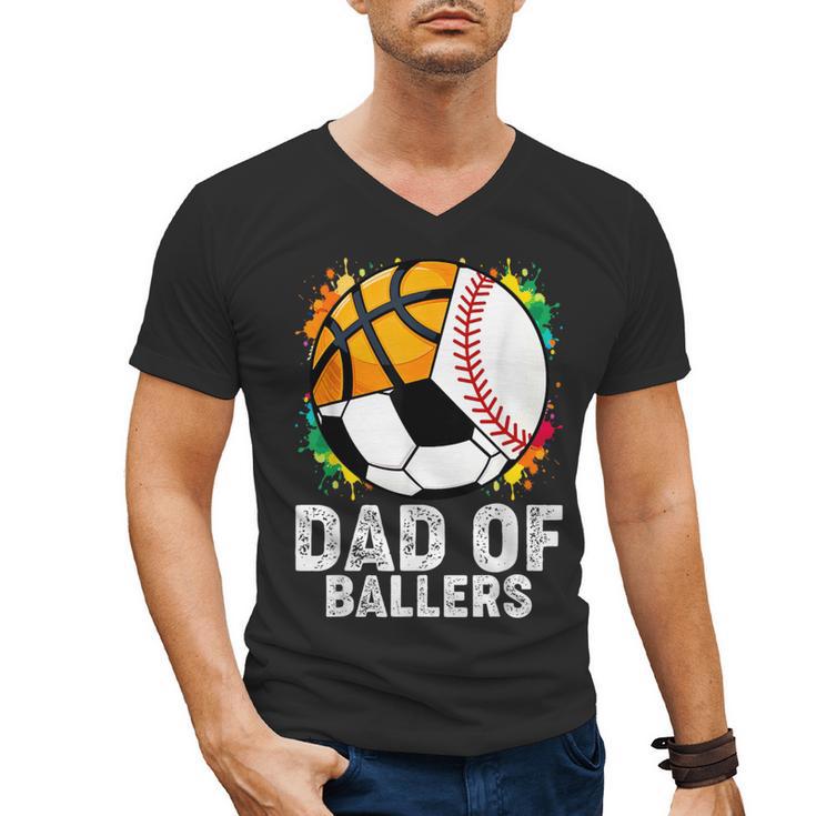 Dad Of Ballers Baseball Soccer Basketball Dad Men's V-Neck T-Shirt