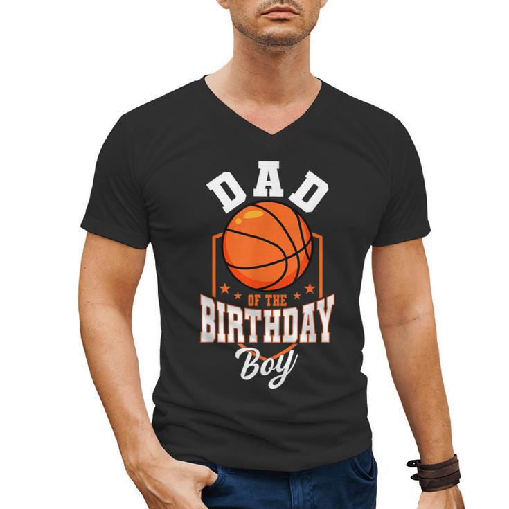 Dad Of The Birthday Boy Basketball Theme Bday Party Men's V-Neck T-Shirt