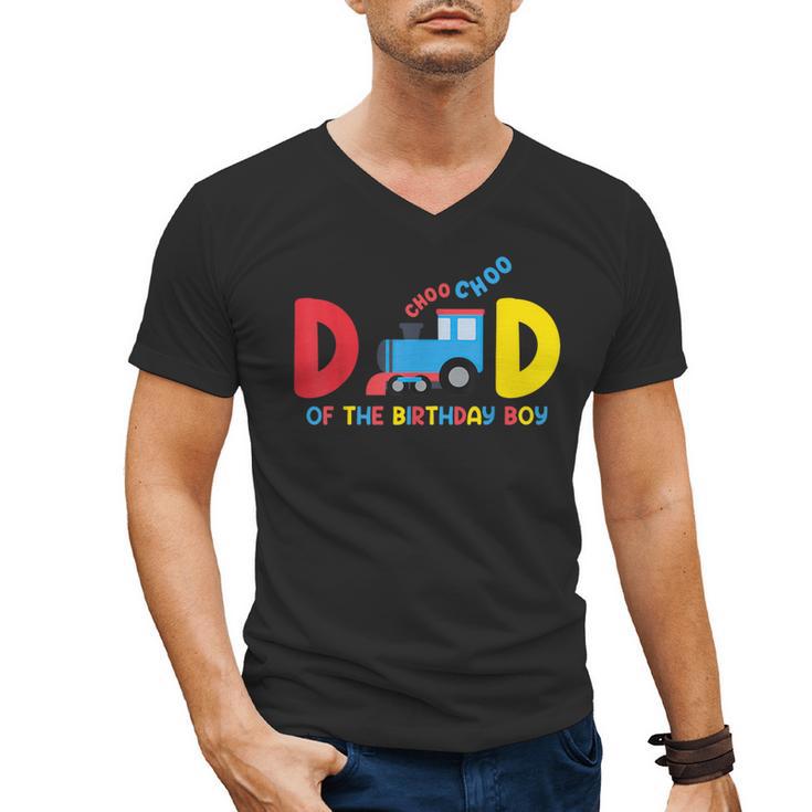 Dad Of The Birthday Boy Choo Choo Train Family Matching Men's V-Neck T-Shirt
