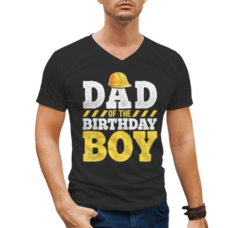Dad Of The Birthday Boy Construction Birthday Party Hat Men Men's V-Neck T-Shirt