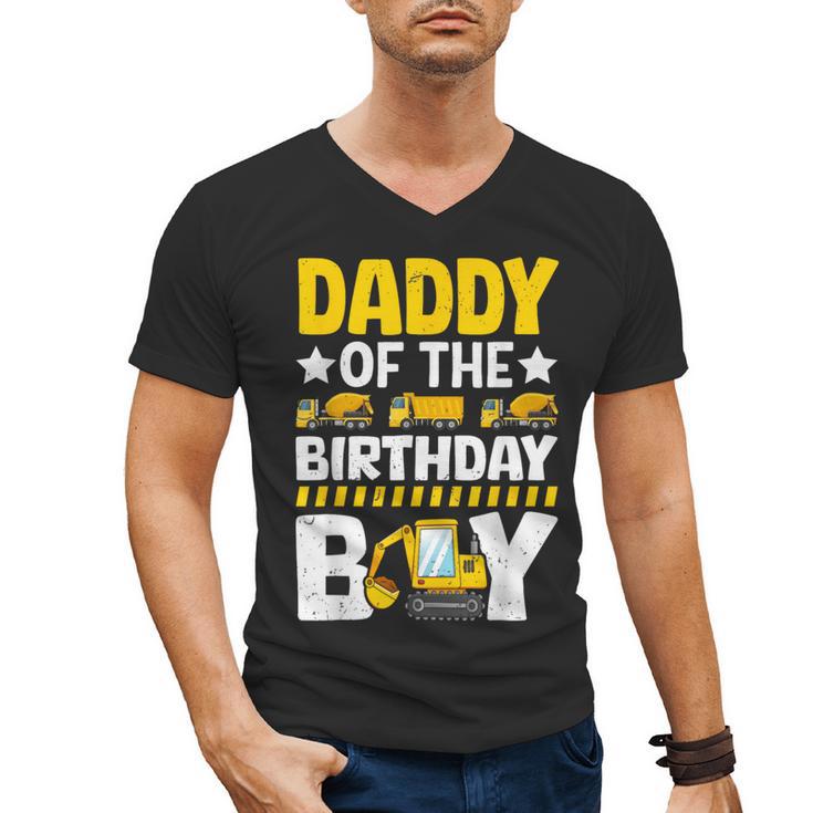 Dad Of The Birthday Boy Construction Theme Party Matching Men's V-Neck T-Shirt