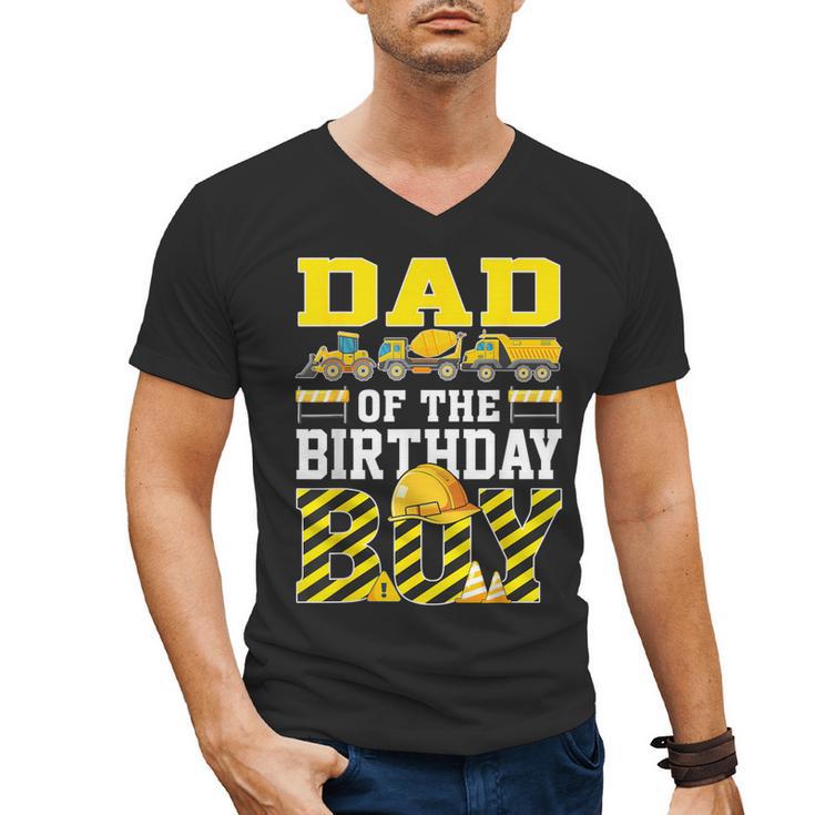 Dad Of The Birthday Boy Construction Truck Men's V-Neck T-Shirt