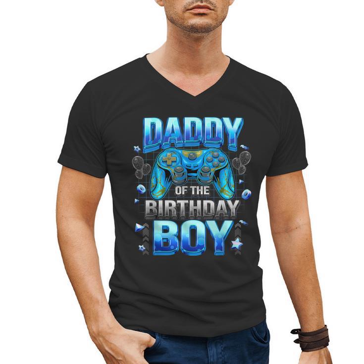Dad Of The Birthday Boy Cool Gamer Video Game Birthday Men's V-Neck T-Shirt