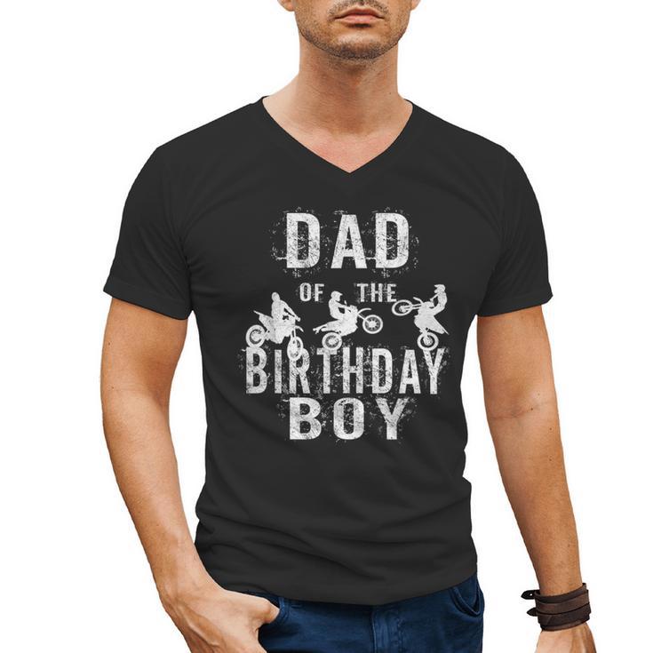 Dad Of The Birthday Boy Dirt Bike B-Day Party Men's V-Neck T-Shirt