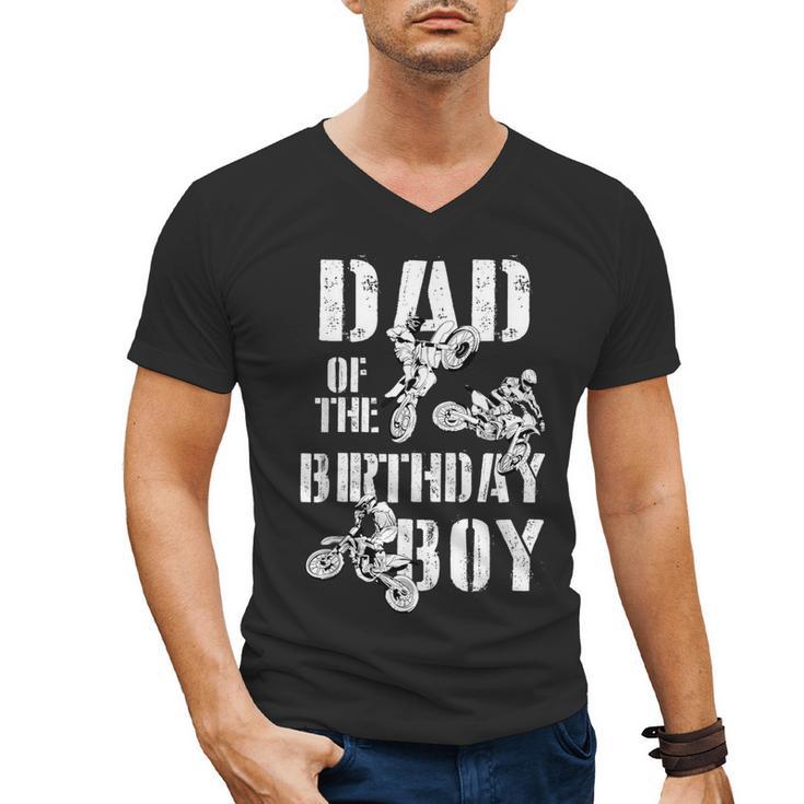 Dad Of The Birthday Boy Dirt Bike Men's V-Neck T-Shirt