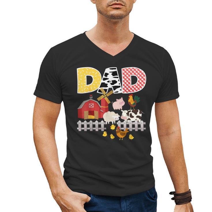 Dad Birthday Boy Farm Animal Farming Farmer Family B-Day Men's V-Neck T-Shirt
