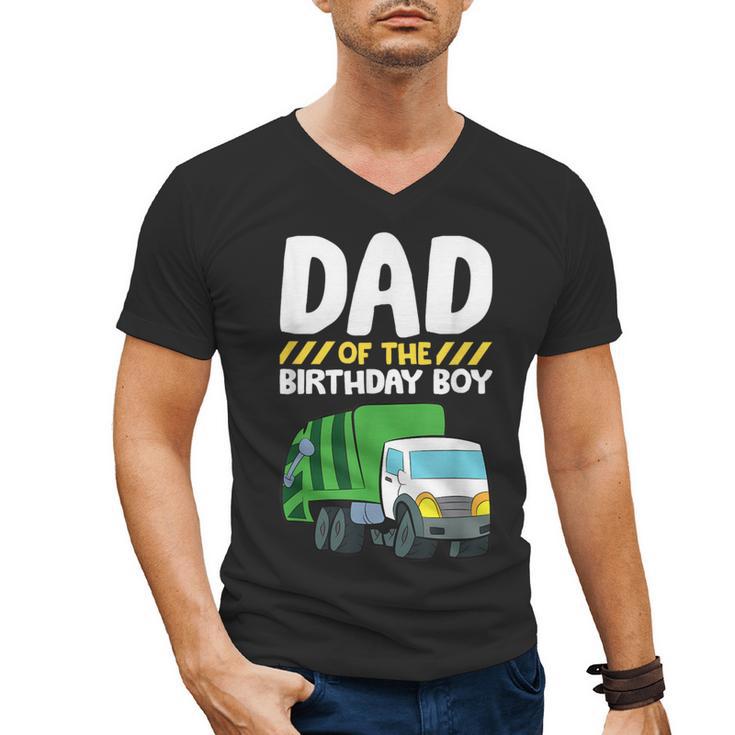 Dad Of The Birthday Boy Garbage Truck Birthday Party Men's V-Neck T-Shirt