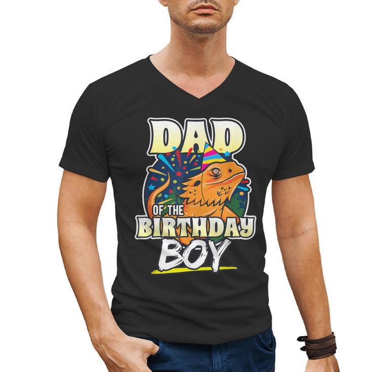 Dad Of Birthday Boy Kids Reptile Birthday Party Men's V-Neck T-Shirt