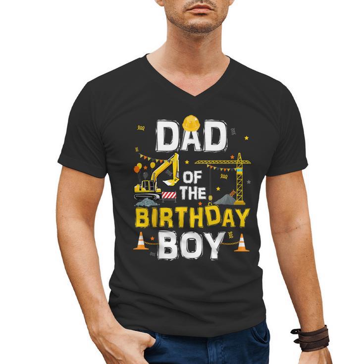 Dad Of The Birthday Boy Matching Construction Crew B-Day Men's V-Neck T-Shirt